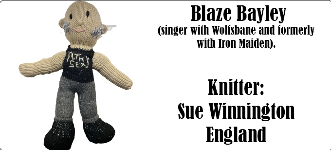 Blaze Blaney, knitter Sue Winnington Knitting Pattern by Elaine https://ecdesigns.co.uk