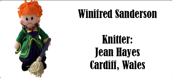 Winifred Sanderson Knitter Jean Hayes Wales  Knitting Pattern by Elaine https://ecdesigns.co.uk