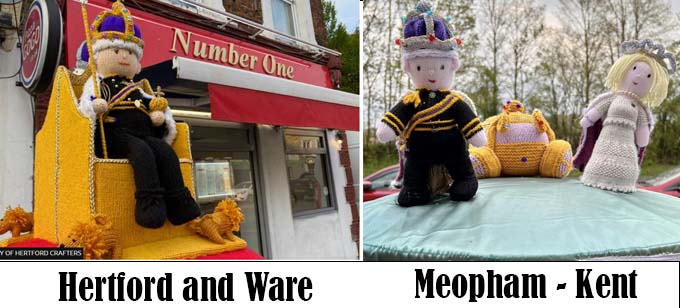 King Charles III & Camilla Queen Consort Coronation Postbox Toppers Knitting Pattern by Elaine https://ecdesigns.co.uk