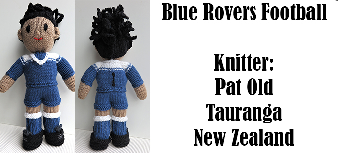 Blue Rovers Football Team, knitter Pat Old Tauranga New Zealand Knitting Pattern by Elaine https://ecdesigns.co.uk