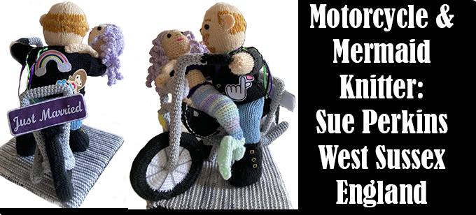 Just married Motorcycle & Mermaid by Sue Perkins England on ecdesigns