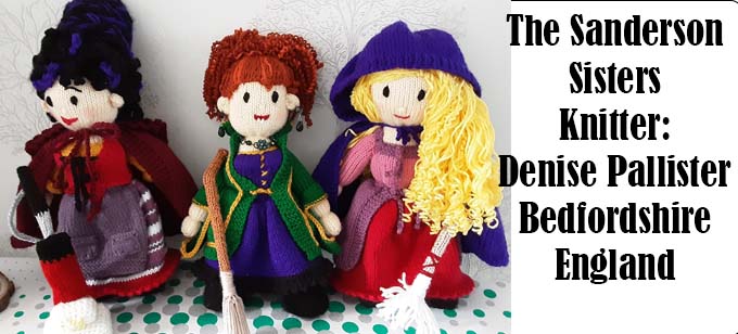 The Sanderson Sisters Hocus Pocus, knitter Denise Pallister Knitting Pattern by Elaine https://ecdesigns.co.uk