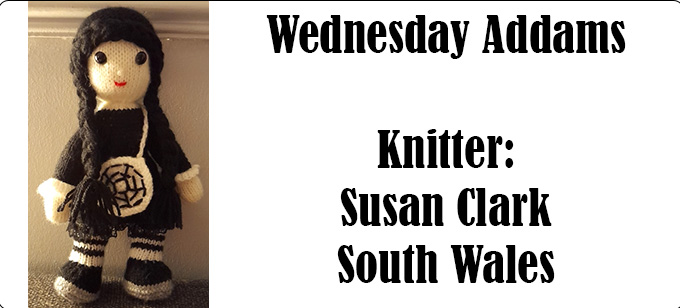 Wednesday Addams KnitterSouth Wales  - Knitting Pattern by Elaine https://ecdesigns.co.uk